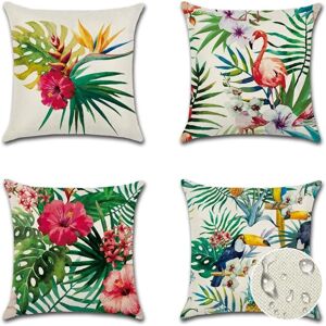 Sollbry - Cushion Cover 45 x 45 cm Flowers, Birds, Animals and Plants Pattern Waterproof Pillowcase for Sofa Home Living Room Bedroom Decoration 4