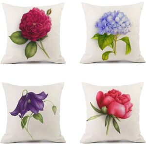 Sollbry - Cushion Cover 45x45cm Set of 4 Linen Pillowcases Sofa Cushion Cover Double Sided Square Pillow Covers for Bedroom,Chair,Bed,Garden
