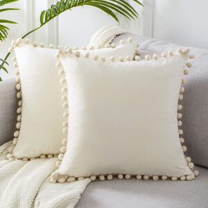 Sollbry Two-piece set 45x45cm, milky white sofa bed square pillowcase, modern home decor cushion cover for living room and bedroom