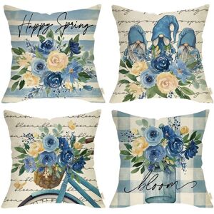 Tlily - Spring Pillow Covers 18X18 Set Of 4 Farmhouse Throw Decorations Home Decor for Couch Sofa