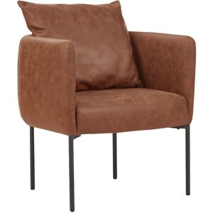 Beliani - Stylish Faux Leather Armchair with Cushion Black Iron Legs Retro Style Brown Malmos