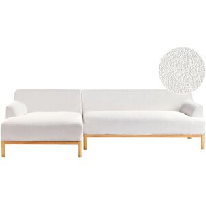 Beliani - Stylish Right Hand Corner Sofa Boucle Fabric Wooden Legs Living Room Off-White Sosjo