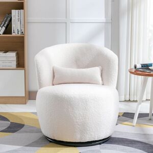 DEWDAT Swivel Accent Armchair Barrel Chair, Lounge Chair with Teddy Fabric and Mental Frame, Swivel Tub Chair,Sofa Reading Chair for Living Room Bedroom