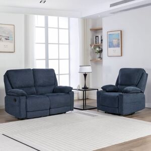 MORE4HOMES Sydney 1+2 Seater Fabric Manual Recliner Sofa Set Blue