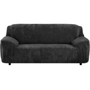 TONCHEAN Thick Sofa Covers 1/2/3/4 Seater Pure Color Sofa Protector Velvet Easy Fit Elastic Stretch Sofa Slipcover (Black, 2 Seater 145-185cm)