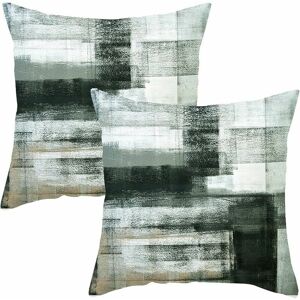 Hoopzi - Throw Pillow Covers 4545cm (excluding pillow core) Set of 2 Grey Black Green and White Modern Abstract Art Decorative Cushion Cover Case for