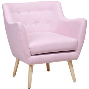 Beliani - Vintage Upholstered Accent Chair Armchair Fabric Pastel Pink Drammen