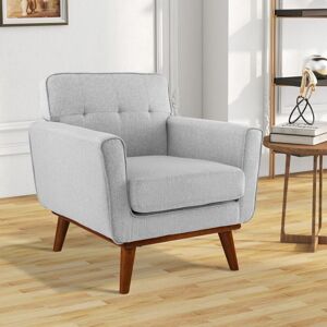 Costway - Upholstered Linen Fabric Armchair Modern Accent Chair w/ Removable Padded Seat Cushion