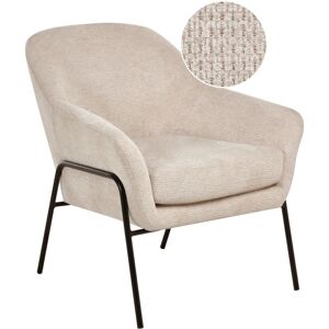 Beliani - Upholstered Occasional Accent Armchair Metal Frame Mid Century Modern Seat Beige Veddige