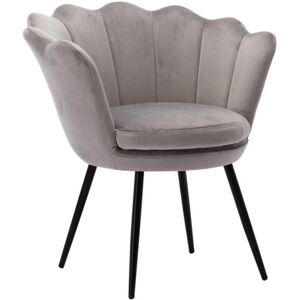Wahson Office Chairs - Accent Chair in Velvet Modern Vanity Armchair with Unique Petal Backrest Tub Chair for Home Bedroom Living Room, Grey, Wahson