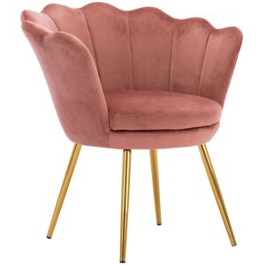 Wahson Office Chairs - Accent Chair in Velvet Modern Vanity Armchair with Unique Petal Backrest Tub Chair for Home Bedroom Living Room, Pink, Wahson