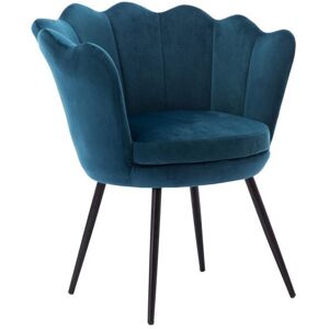 Wahson Office Chairs - Accent Chair in Velvet Modern Vanity Armchair with Unique Petal Backrest Tub Chair for Home Bedroom Living Room, Dark blue,