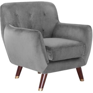 Beliani - Modern Velvet Armchair Grey Tufted Backrest Solid Wood Legs Bodo