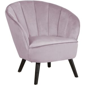 Beliani - Modern Glam Velvet Armchair Shell Back Tufted Pink Dala