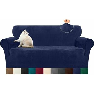 Hoopzi - Velvet plush sofa cover 1 super stretch sofa cover, suitable for 3-seater sofa, ultra-soft living room furniture protective cover, with