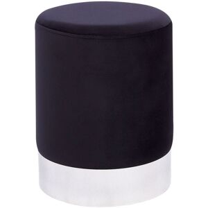 Beliani - Glam Living Room Velvet Pouffe Round Metallic Band Black Brigitte