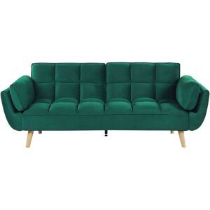 BELIANI Sofa Bed 3 Seater ASBY Velvet Green