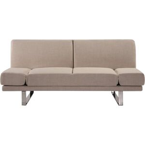 Beliani - Modern Fabric Sofa Bed Beige Polyester Reclining Eucalyptus Wood Frame York