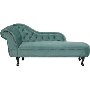 Beliani - Vintage Left Hand Chaise Lounge Velvet Fabric Chesterfield Mint Green Nimes