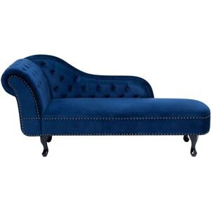 Beliani - Vintage Style Left Hand Chaise Lounge Velvet Fabric Chesterfield Blue Nimes