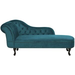 Beliani - Vintage Left Hand Chaise Lounge Velvet Fabric Chesterfield Teal Nimes