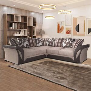 SLIDING WARDROBES 4U Waco Black/Grey & Beige/Brown Corner/3+2 Seated Sofa Set - Beige/Brown Corner