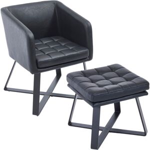 Wahson Office Chairs - Accent Chair in pu Leather Padded Armchair with Footstool Modern Leisure Chair with Metal Legs for Bedroom Living Room Office,