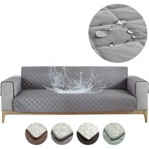 Tinor - Waterproof Sofa Cover Sofa Protector with Armrests (Grey, 2 Seater)
