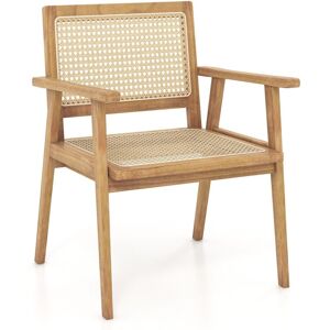 Costway - Modern Upholstered Accent Sofa Chair Wooden Armchair w/ Rubber Wood Armrests