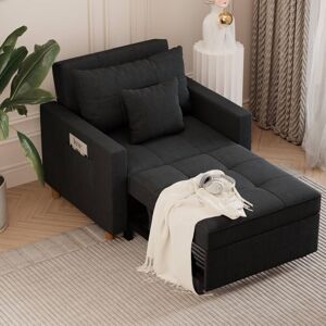 Convertible Sofa Bed 3-in-1 Pull out Arm Chair Folding Recliner Sleeper Single Bed for Adults, Business Black - Yodolla