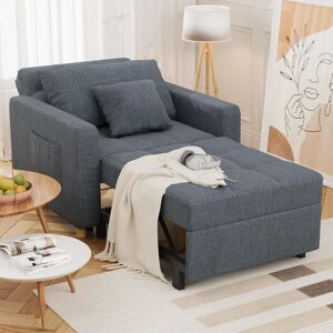 Convertible Sofa Bed 3-in-1 Pull out Arm Chair Folding Recliner Sleeper Single Bed for Adults, Dark Gray - Yodolla