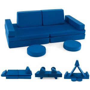 Costway - 10-Piece Kids Play Couch Sofa Modular Convertible Foam Playset Children Building Costway - 10-Piece Kids Play Couch Sofa Modular Convertible Foam Playset Children Building