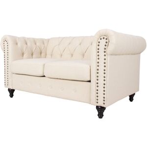 Furniture One - 155cm Width Upholstered Sofa Chair with Nailhead Trim - Cream Furniture One - 155cm Width Upholstered Sofa Chair with Nailhead Trim - Cream