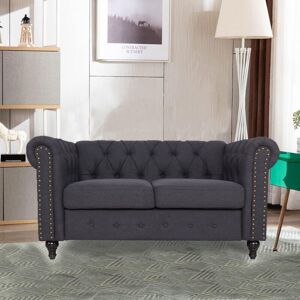 Furniture One - 155cm Width Upholstered Sofa Chair with Nailhead Trim - Dark Grey Furniture One - 155cm Width Upholstered Sofa Chair with Nailhead Trim - Dark Grey