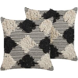 Beliani Cotton Cushions Set - Geometric Pattern 50x50cm Beliani Cotton Cushions Set - Geometric Pattern 50x50cm