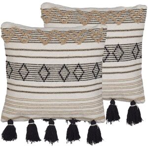 Beliani Set of 2 Cushions - Geometric Pattern - 45 x 45 cm Beliani Set of 2 Cushions - Geometric Pattern - 45 x 45 cm