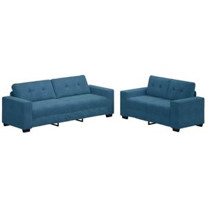 Sofa Set 2 pcs Blue 221 x 78 x 80 cm Velvet vidaXL Sofa Set 2 pcs Blue 221 x 78 x 80 cm Velvet vidaXL
