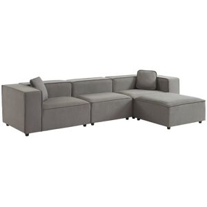 SWEEEK Modular sofa in water-repellent grey fabric for 3-4 people, 2 corners + 1 seat + 1 footstool SWEEEK Modular sofa in water-repellent grey fabric for 3-4 people, 2 corners + 1 seat + 1 footstool