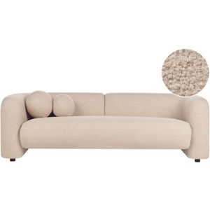 Beliani Sofa Leiren - Classic 3-Seater Curved Bouclé Beige Beliani Sofa Leiren - Classic 3-Seater Curved Bouclé Beige