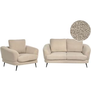 BELIANI Living Room Set 3 Seater KJAER Boucle Light Beige BELIANI Living Room Set 3 Seater KJAER Boucle Light Beige