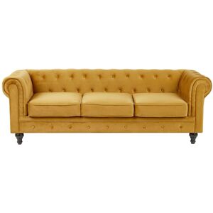 Beliani Chesterfield Velvet Sofa Mustard - 3 Seater Beliani Chesterfield Velvet Sofa Mustard - 3 Seater