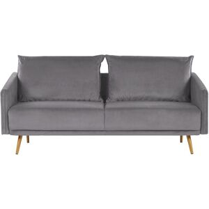 Beliani Grey Velvet 3 Seater Sofa - Sofa Beliani Grey Velvet 3 Seater Sofa - Sofa