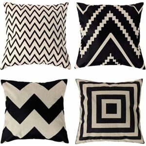 Dewdat - 4 Pcs Cushion Covers 45 x 45 cm, Square Decorative Pillow Case Sofa Cushion Cover Black and White Animal Print Mingon Linen Home Decoration Dewdat - 4 Pcs Cushion Covers 45 x 45 cm, Square Decorative Pillow Case Sofa Cushion Cover Black and White Animal Print Mingon Linen Home Decoration