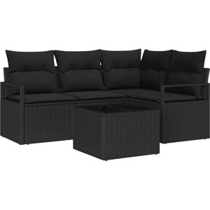 Garden Sofa Set 5 pcs Black Poly rattan Vidaxl Garden Sofa Set 5 pcs Black Poly rattan Vidaxl