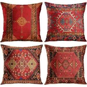 Dewdat - 4 piece set vintage red floral turkish persian rug linen cushion cover home throw pillow cushion pillow cover geometric persian kilim home Dewdat - 4 piece set vintage red floral turkish persian rug linen cushion cover home throw pillow cushion pillow cover geometric persian kilim home