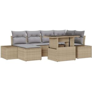 Garden Sofa Set with Cushion 7 pcs Beige and light grey Vidaxl Garden Sofa Set with Cushion 7 pcs Beige and light grey Vidaxl