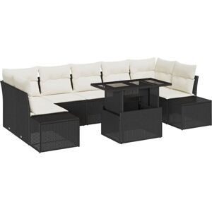 Garden Sofa Set with Pillow 8 pcs Black, Cream 100 x 55 x 73 cm Vidaxl Garden Sofa Set with Pillow 8 pcs Black, Cream 100 x 55 x 73 cm Vidaxl