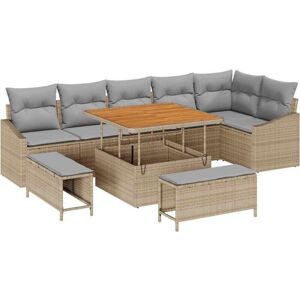 Garden Sofa Set with Cushion 9 pcs Beige Poly rattan vidaXL Garden Sofa Set with Cushion 9 pcs Beige Poly rattan vidaXL