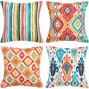 Alwaysh - Linen Cushion Covers Bedtime Boho Decorative Colorful Modern Pillowcase for Bedroom, Living Room, Office, Car, Sofa - 45 x 45 cm - Set of 4 Alwaysh - Linen Cushion Covers Bedtime Boho Decorative Colorful Modern Pillowcase for Bedroom, Living Room, Office, Car, Sofa - 45 x 45 cm - Set of 4