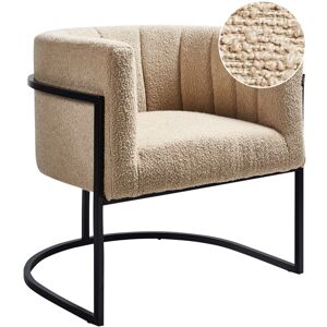 Beliani - Armchair Accent Chair Modern Style Boucle Metal Black Frame Beige Larvik ii Beliani - Armchair Accent Chair Modern Style Boucle Metal Black Frame Beige Larvik ii